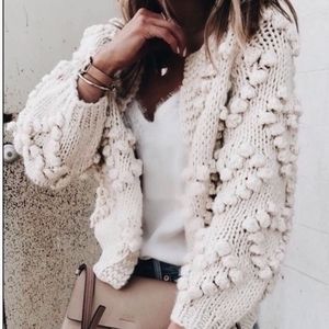 White Lucky Brand Diamond Bobble Cardigan